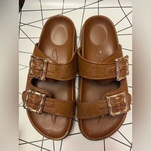 Joie Brown sandals w/ gold buckles sz 7.5